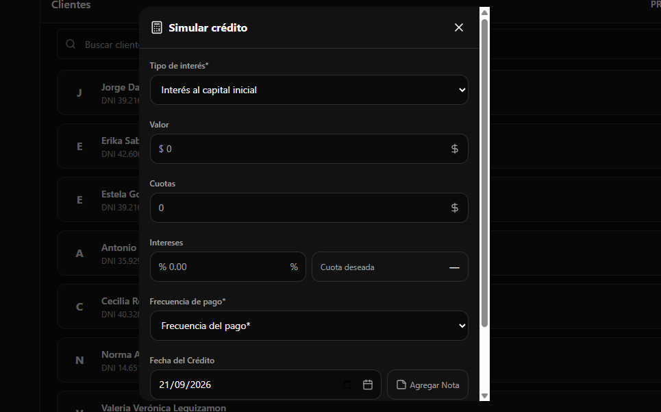 Captura de Simulador de préstamo en Prestia